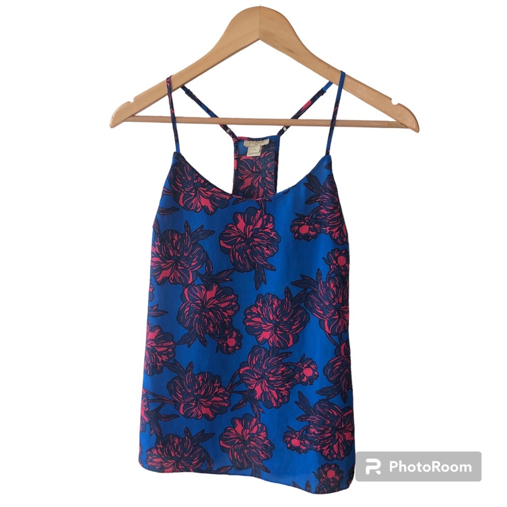J CREW Factory Blue & Pink Floral Racerback Camisole/Tank Top